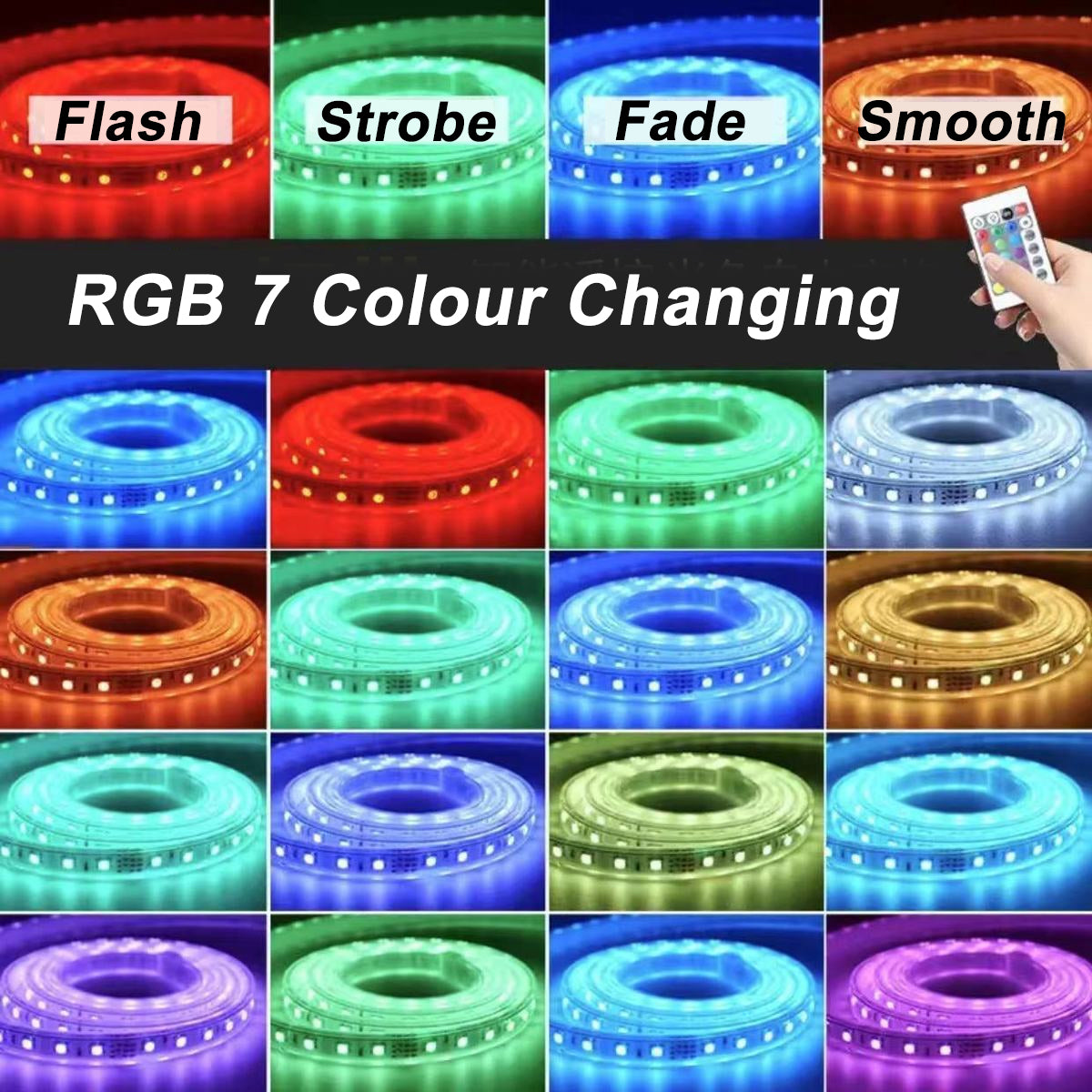 RGB Colour Solar Powered LED Strip Garden Light Large Panel Super right